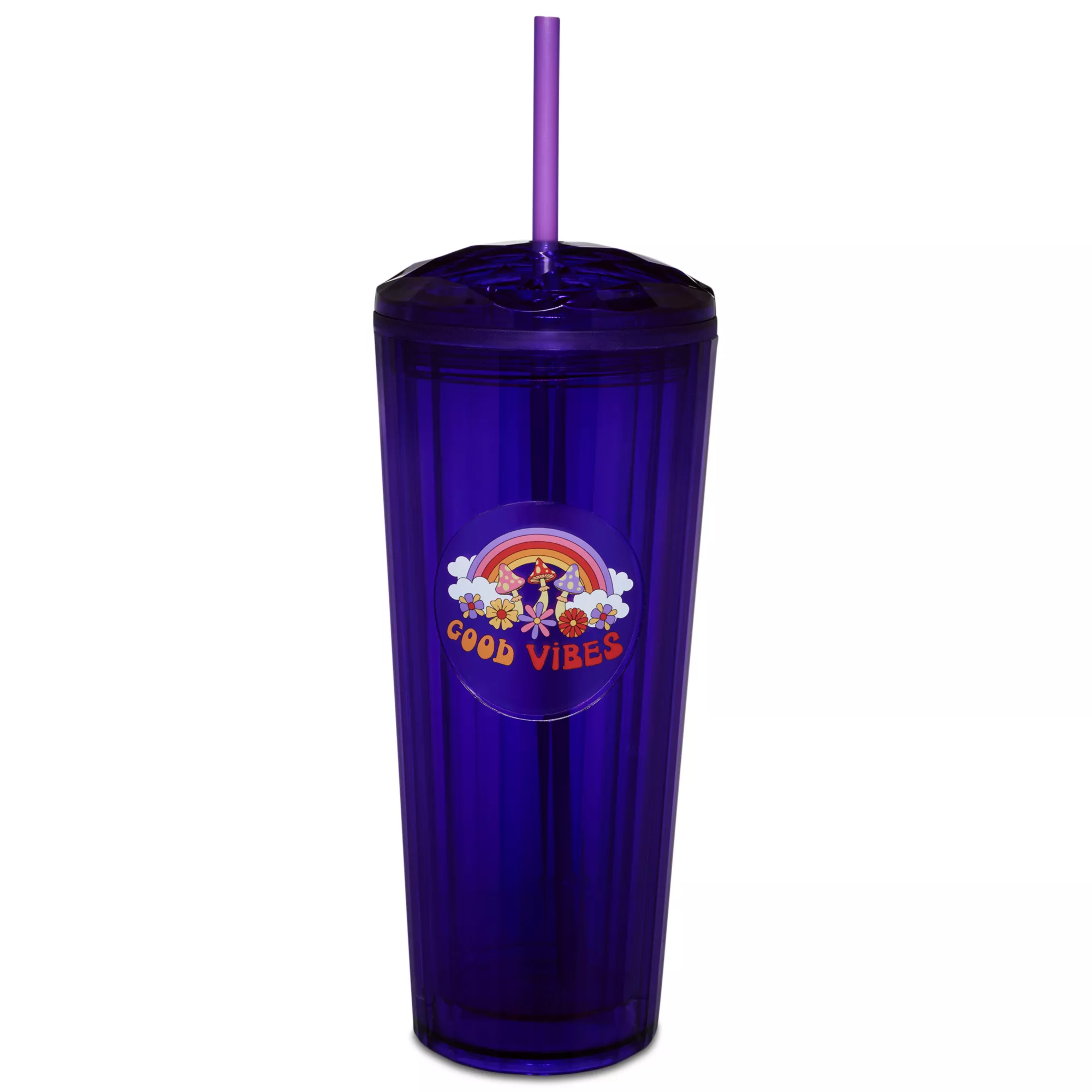 Good Vibes Rainbow Cup with Straw - 24 oz. at Spencer's