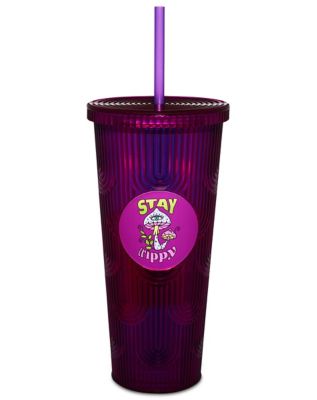 Textured Pink Playboy Cup with Straw - 20 oz.