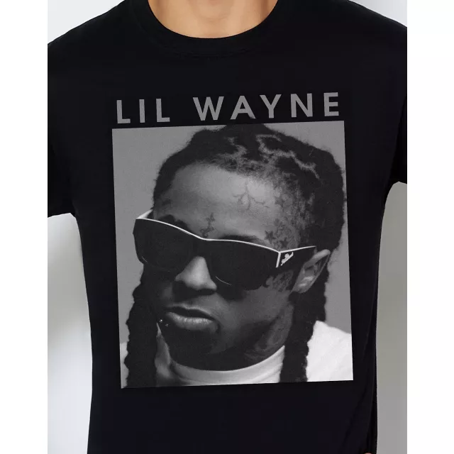 Black and White Lil Wayne T Shirt at Spencer's