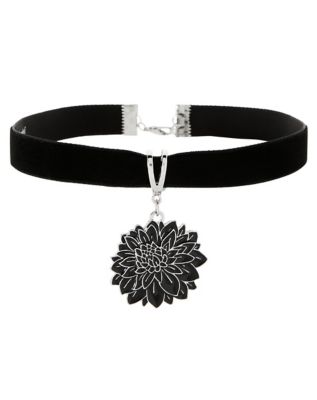 Wednesday Black Dahlia Choker Necklace - Wednesday - Spencer's