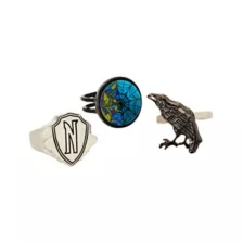 Multi-Pack Nevermore Academy Rings 3 Pack - Wednesday at Spencer's