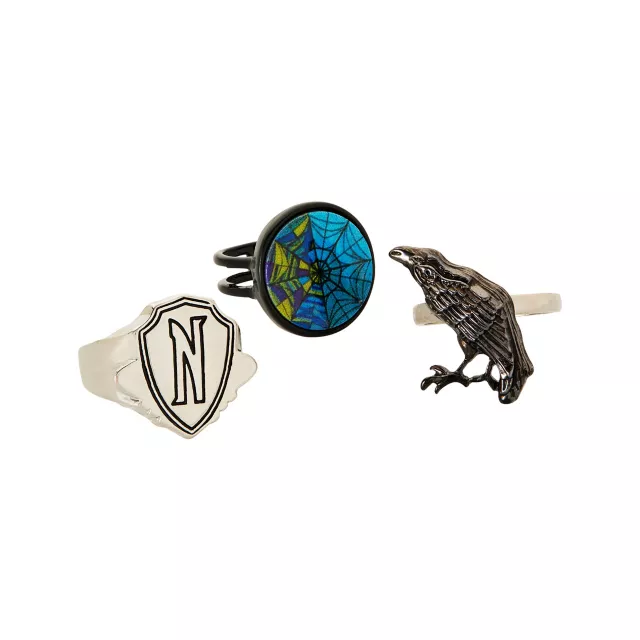 Multi-Pack Nevermore Academy Rings 3 Pack - Wednesday at Spencer's