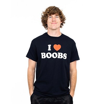 Funny I Love Boobs Shirt, Adult Humor Party T-Shirt S, Black