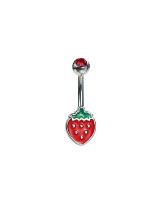 Red CZ Strawberry Belly Ring 14 Gauge Spencer s
