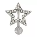 CZ Silvertone Titanium Star Belly Ring - 14 Gauge at Spencer's