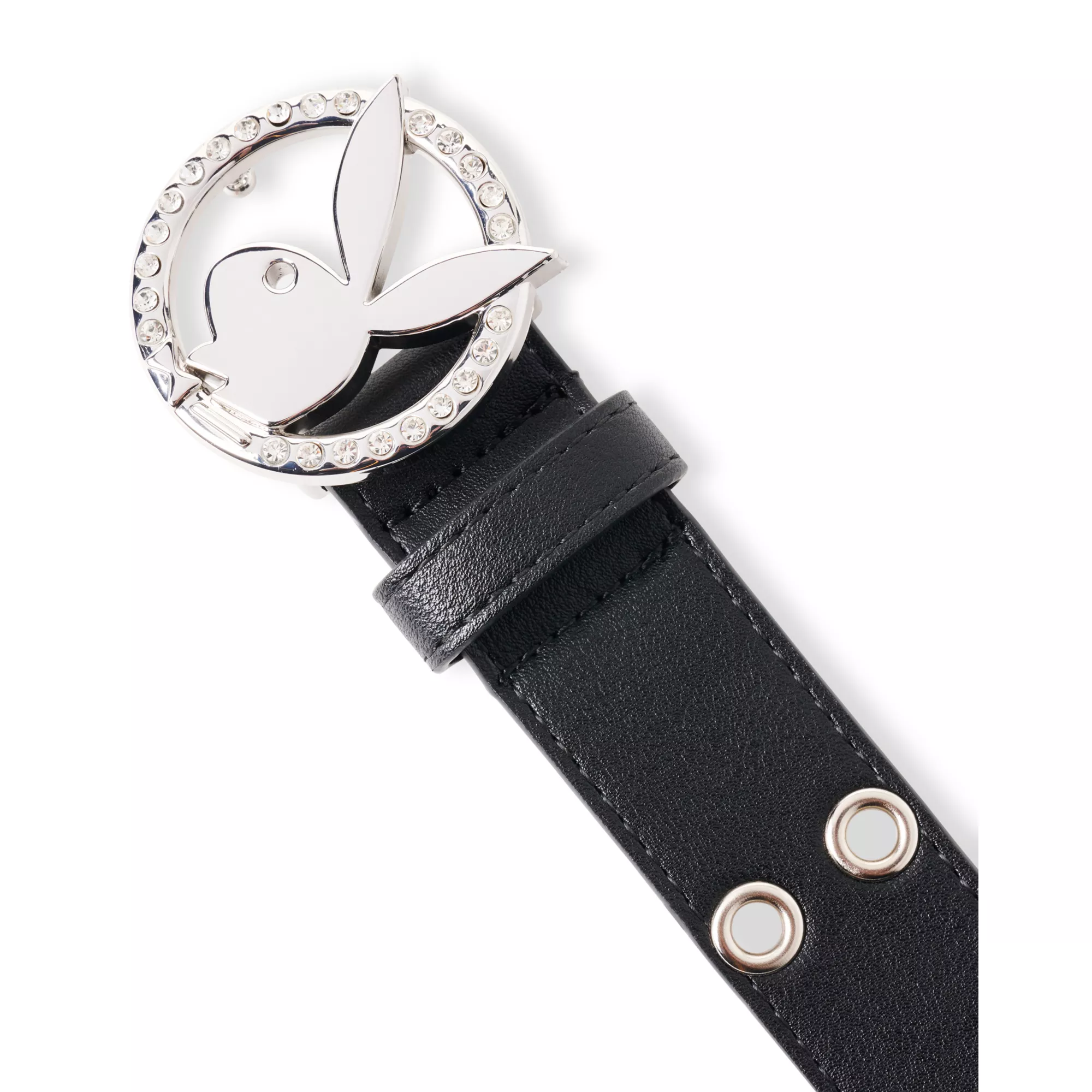 Black Playboy Bunny Rhinestone Chain Belt at Spencer's