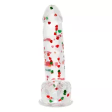 Stocking Stuffer Heart Confetti Suction Cup Dildo with Balls - 6 Inch at Spencer's