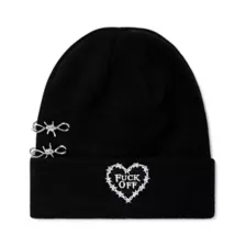 Fuck Off Heart Barbed Wire Beanie Hat at Spencer's