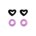 Multi-Pack Purple and Black Heart Silicone Tunnels 4 Pack - 00 Gauge at Spencer's
