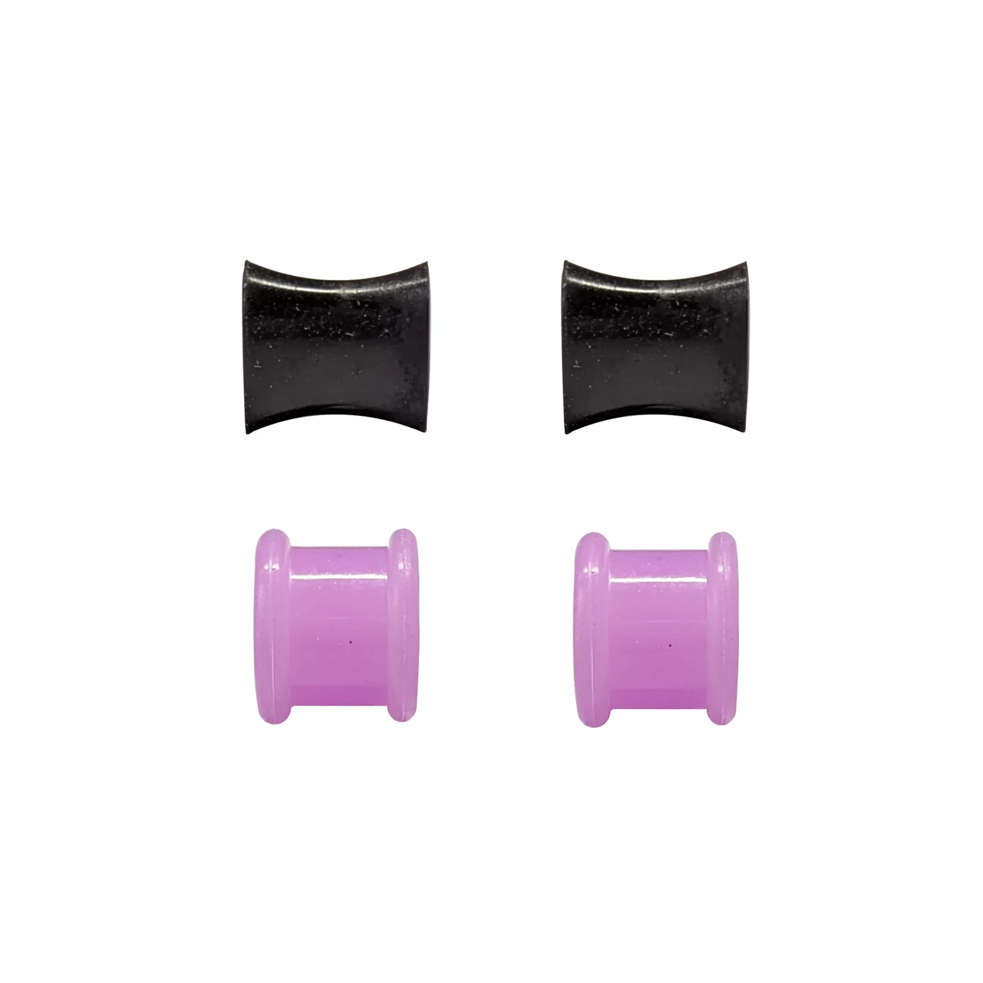 Multi-Pack Purple and Black Heart Silicone Tunnels 4 Pack - 00 Gauge at Spencer's