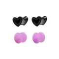 Multi-Pack Purple and Black Heart Silicone Tunnels 4 Pack - 00 Gauge at Spencer's