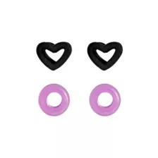 Multi-Pack Purple and Black Heart Silicone Tunnels 4 Pack - 00 Gauge at Spencer's