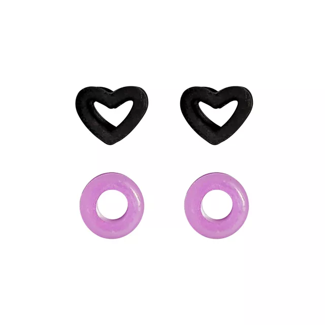 Multi-Pack Purple and Black Heart Silicone Tunnels 4 Pack - 00 Gauge at Spencer's