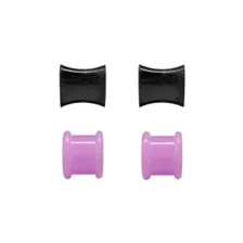 Multi-Pack Purple and Black Heart Silicone Tunnels 4 Pack - 00 Gauge at Spencer's