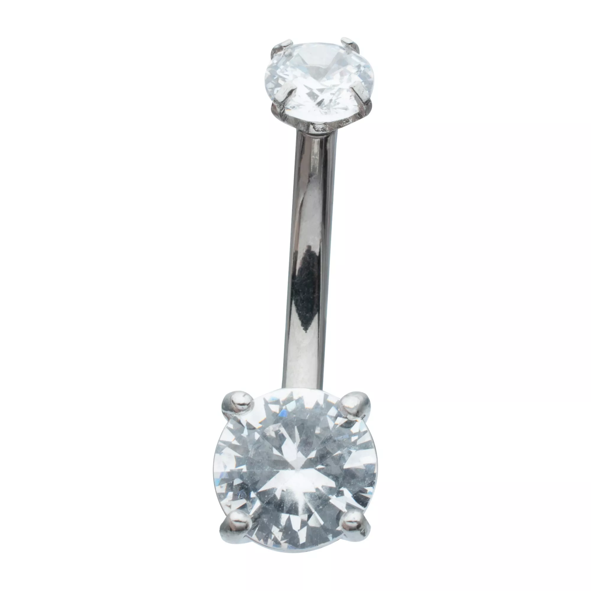 Double CZ Silver-Plated Titanium Belly Ring - 14 Gauge at Spencer's