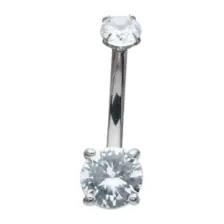 CZ Clear Double Gem Belly Ring - 14 Gauge at Spencer's