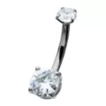 CZ Clear Double Gem Belly Ring - 14 Gauge at Spencer's