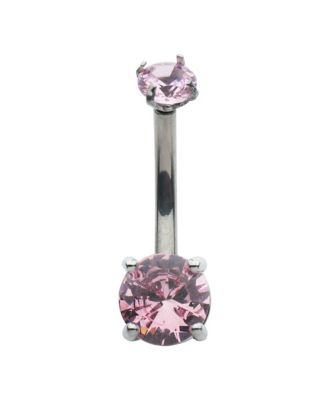 CZ Pink Double Gem Belly Ring 14 Gauge Spencer s
