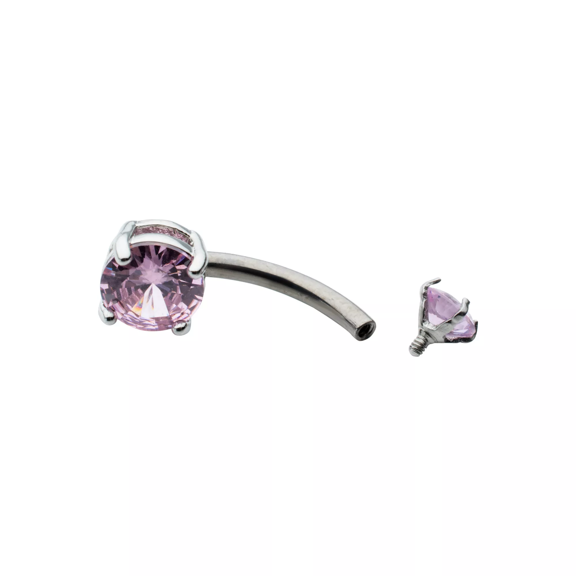 CZ Pink Double Gem Belly Ring - 14 Gauge at Spencer's