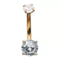 CZ Goldtone Titanium Double Gem Belly Ring - 14 Gauge at Spencer's