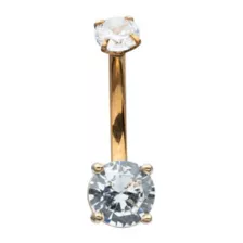 CZ Goldtone Titanium Double Gem Belly Ring - 14 Gauge at Spencer's