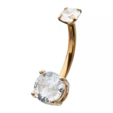 CZ Goldtone Titanium Double Gem Belly Ring - 14 Gauge at Spencer's