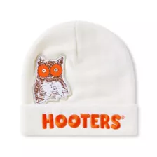 White Hooters Cuff Beanie Hat at Spencer's