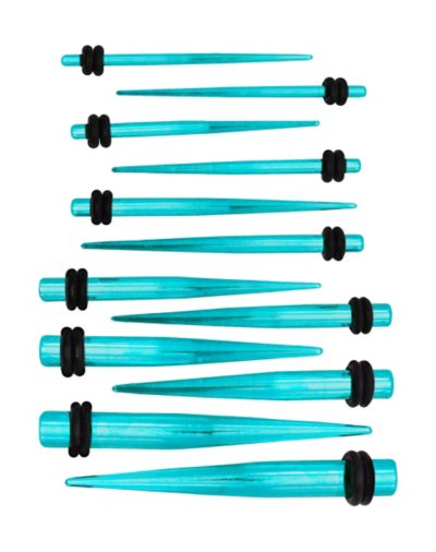 Multi-Pack Teal Anodized Tapers 6 Pair Gauge