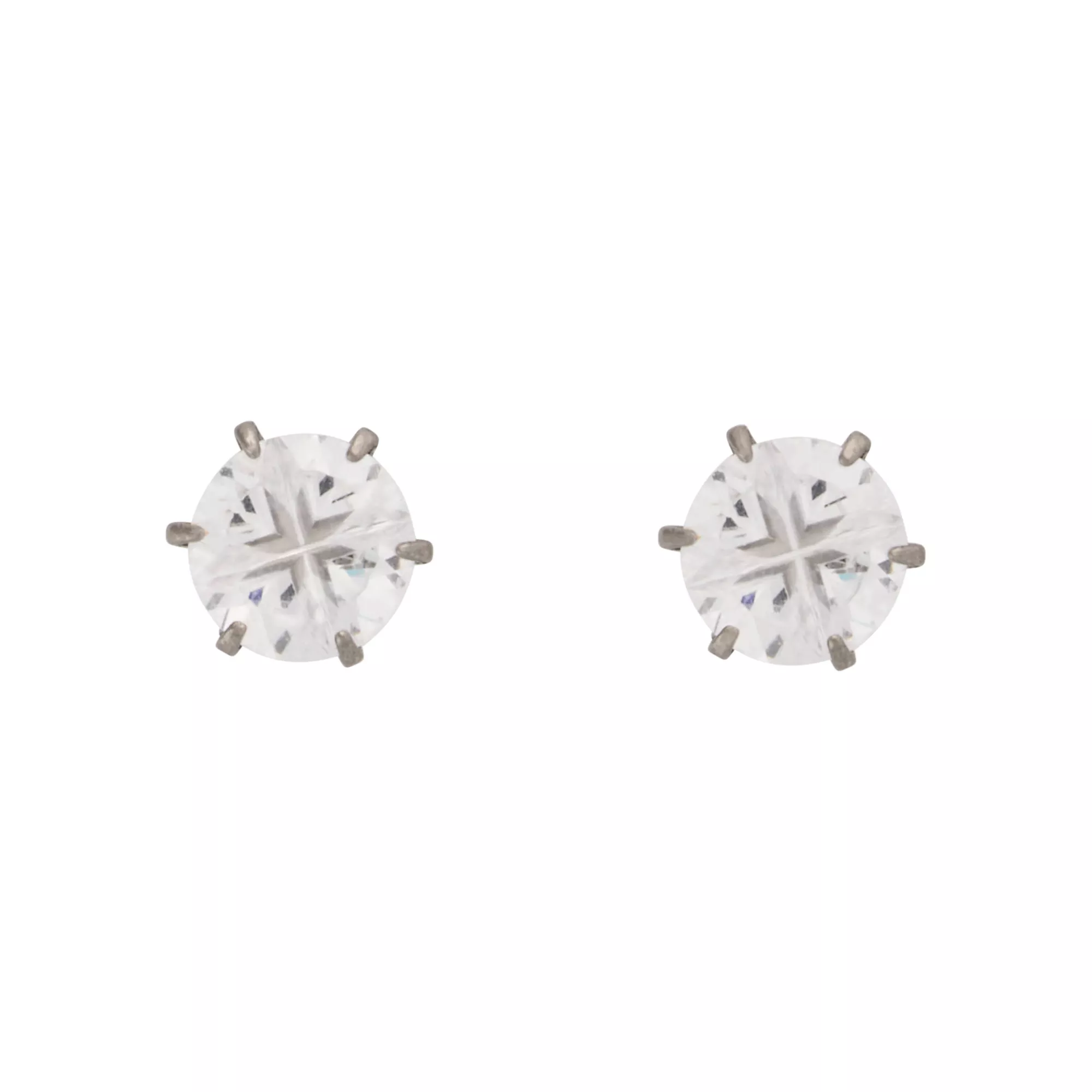Round CZ Titanium Stud Earrings