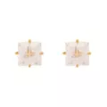 Square CZ Titanium Goldtone Stud Earrings at Spencer's