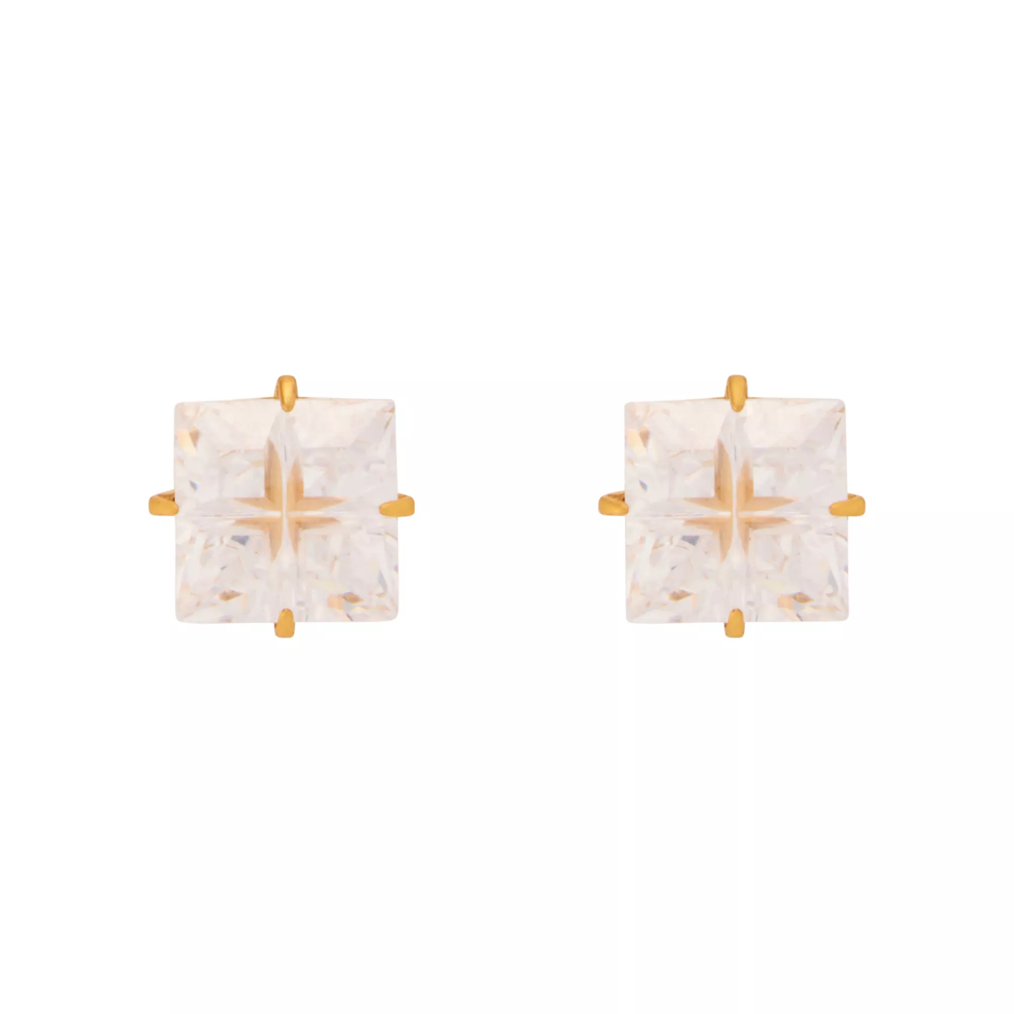 Square CZ Titanium Goldtone Stud Earrings at Spencer's