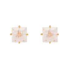 Square CZ Titanium Goldtone Stud Earrings at Spencer's