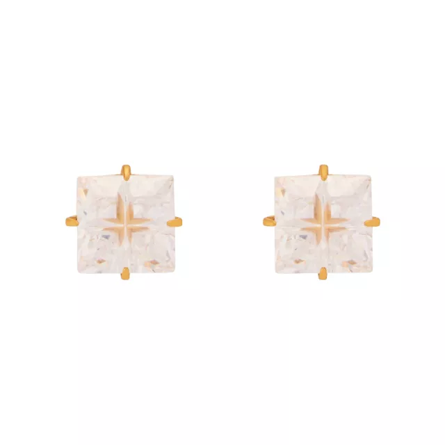 Square CZ Titanium Goldtone Stud Earrings at Spencer's