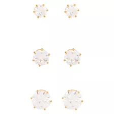 Multi-Pack Round CZ Goldtone Stud Earrings - 3 Pair at Spencer's