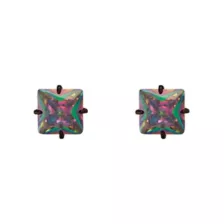 Iridescent Oil Slick Square CZ Stud Earrings at Spencer's