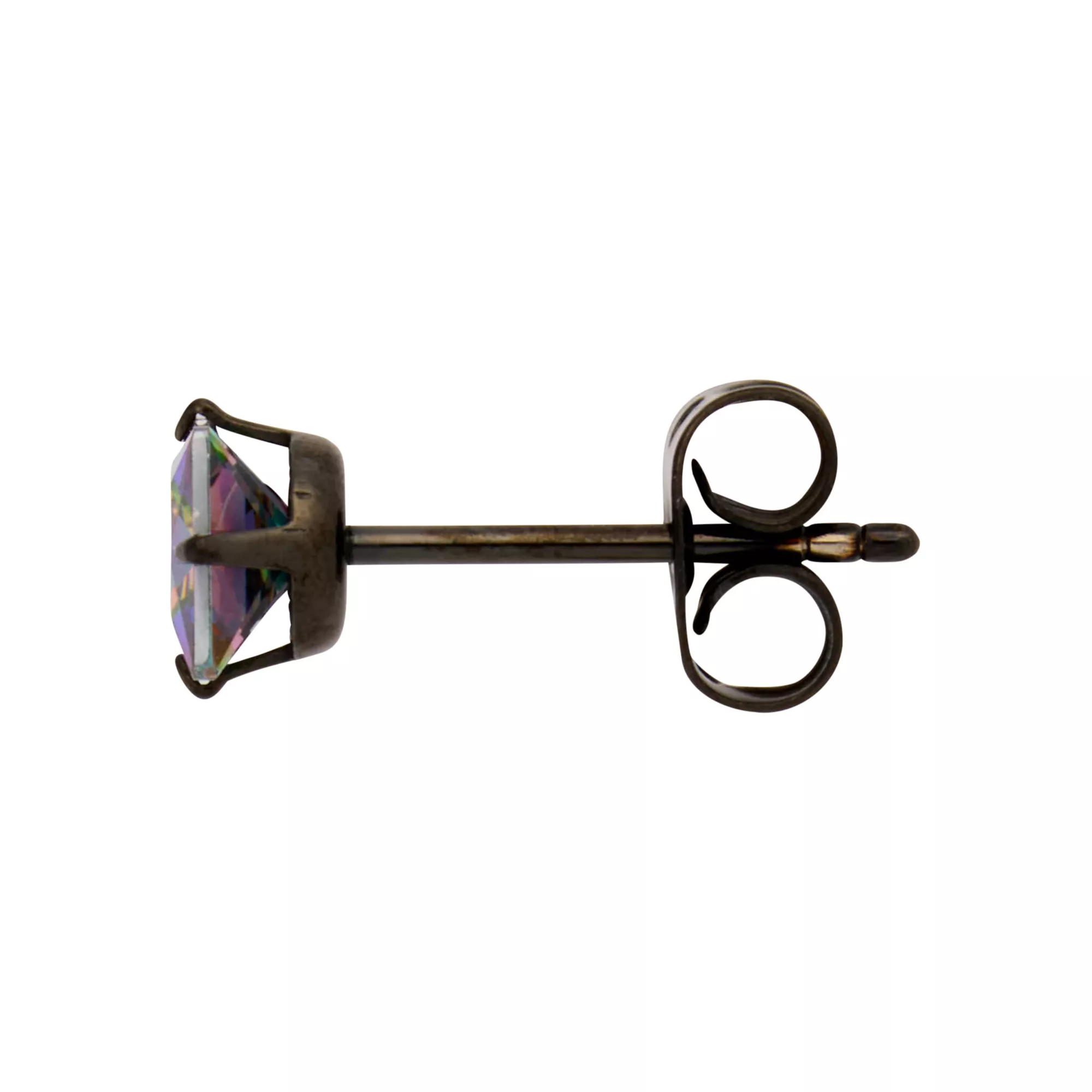 Iridescent Oil Slick Square CZ Stud Earrings at Spencer's