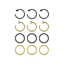 Multi-Pack Gold and Black Nose Hoops 12 Pack - 20 Gauge at Spencer's