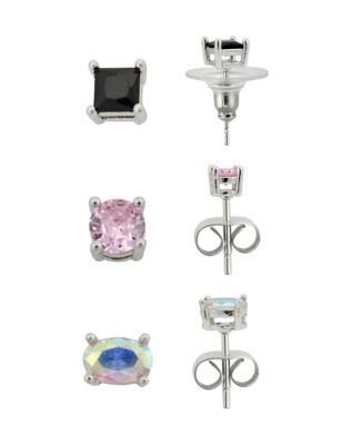 Multi-Pack Clear CZ Stud Earrings - 6 Pair - Spencer's