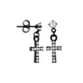Black Titanium and CZ Cross Dangle Stud Earrings - 20 Gauge at Spencer's