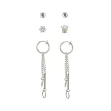 Fake CZ Stud and Dangle Earrings - 3 Pair at Spencer's