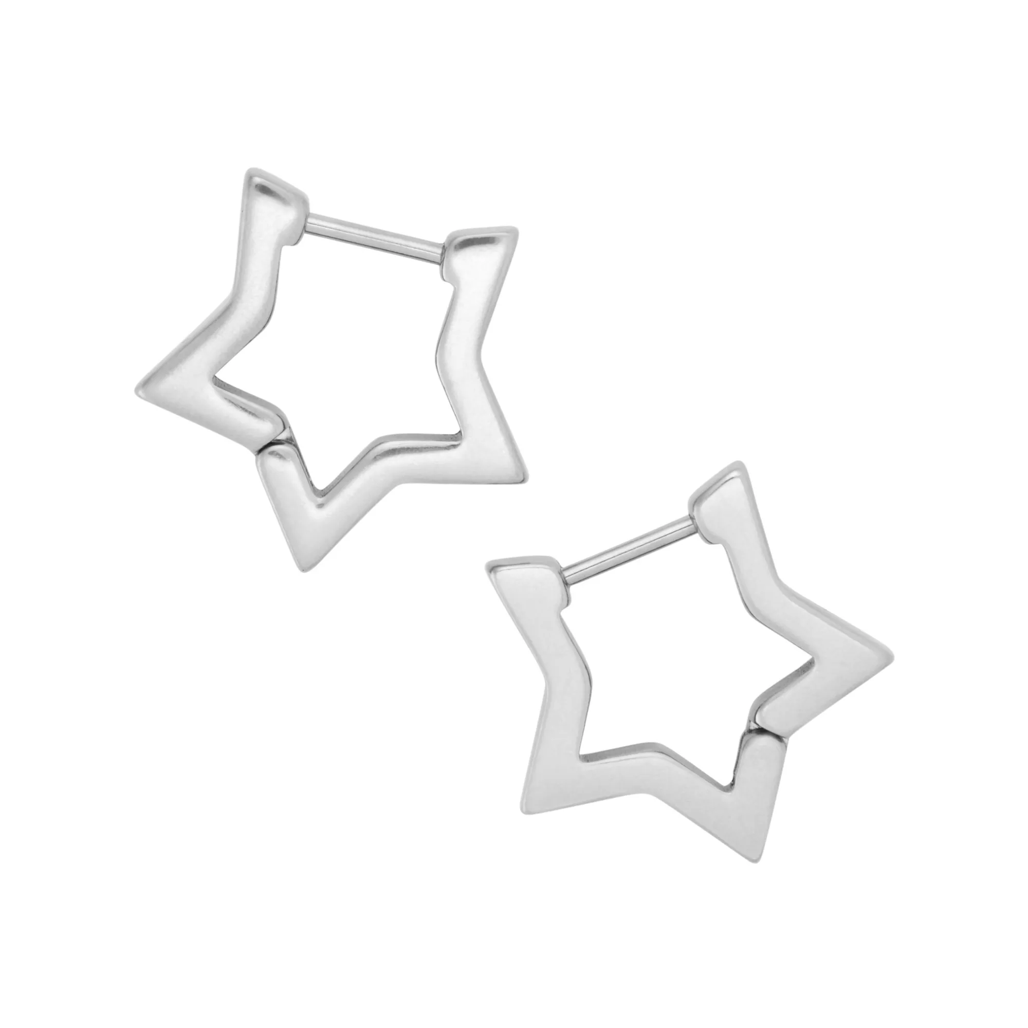 Silvertone Star Huggie Earrings