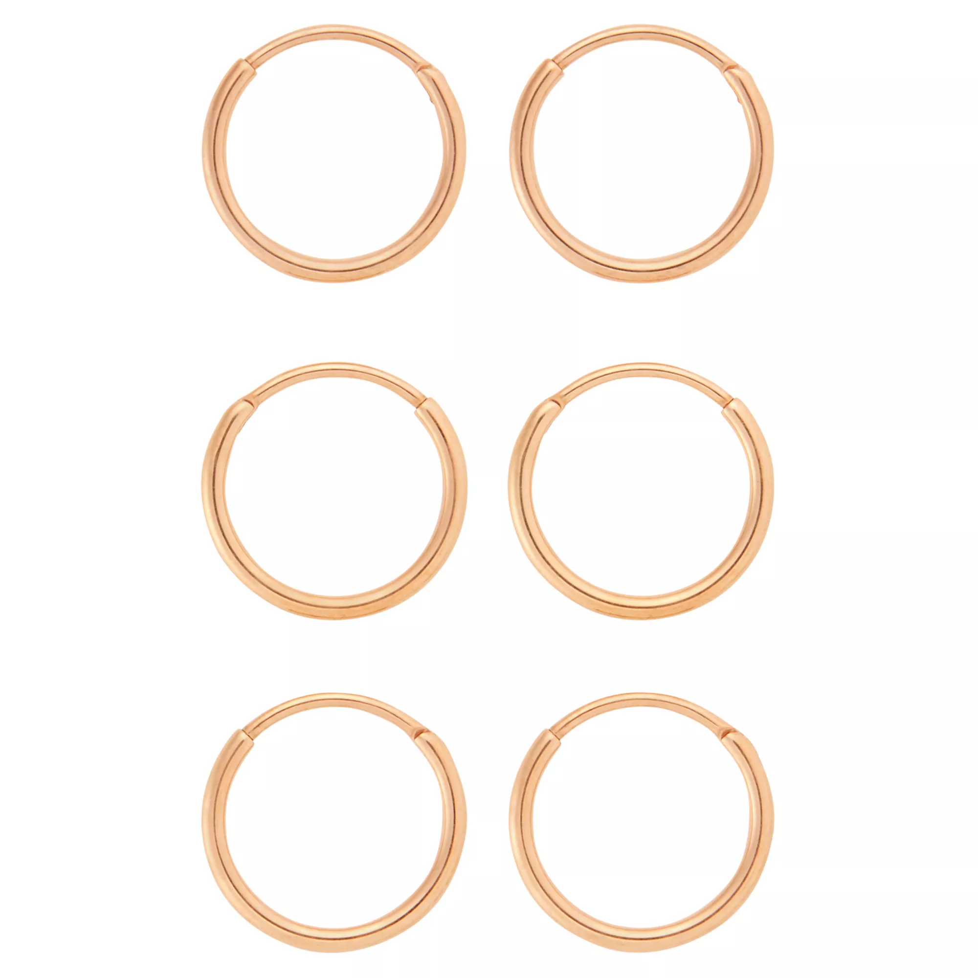Multi-Pack Rose Goldtone Titanium Hoop Earrings - 3 Pair at Spencer's