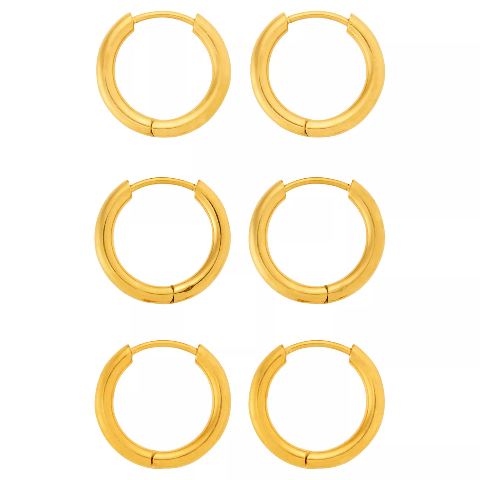 Multi-Pack Goldtone Titanium Thick Hoop Earrings - 3 Pair at Spencer's