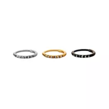 Multi-Pack CZ Titanium Silvertone Goldtone and Black Hoop Earrings - 3 Pair at Spencer's