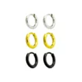 Multi-Pack Silvertone Goldtone Black Huggie Hoop Earrings - 3 Pair at Spencer's