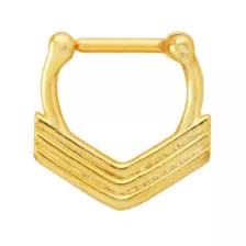 Gold Titanium 3 Row Chevron Clicker Septum Ring - 16 Gauge at Spencer's