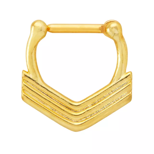 Gold Titanium 3 Row Chevron Clicker Septum Ring - 16 Gauge at Spencer's