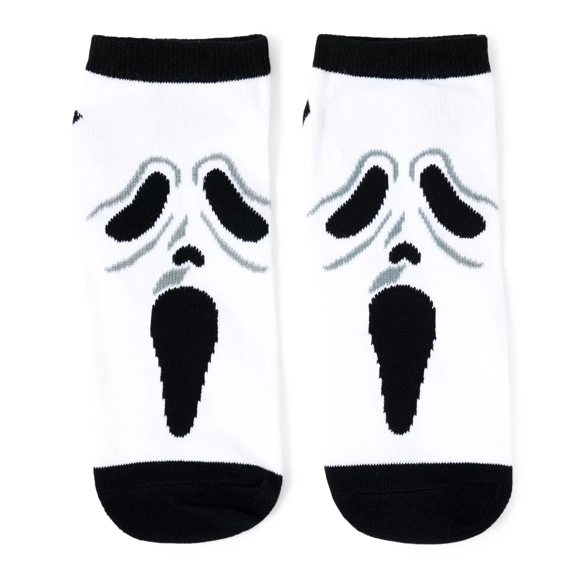 Multi-Pack Black and Yellow Ghost Face Ankle Socks - 5 Pair at Spencer's
