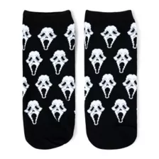 Black and Yellow Ghost Face No Show Socks - 5 Pair at Spencer's