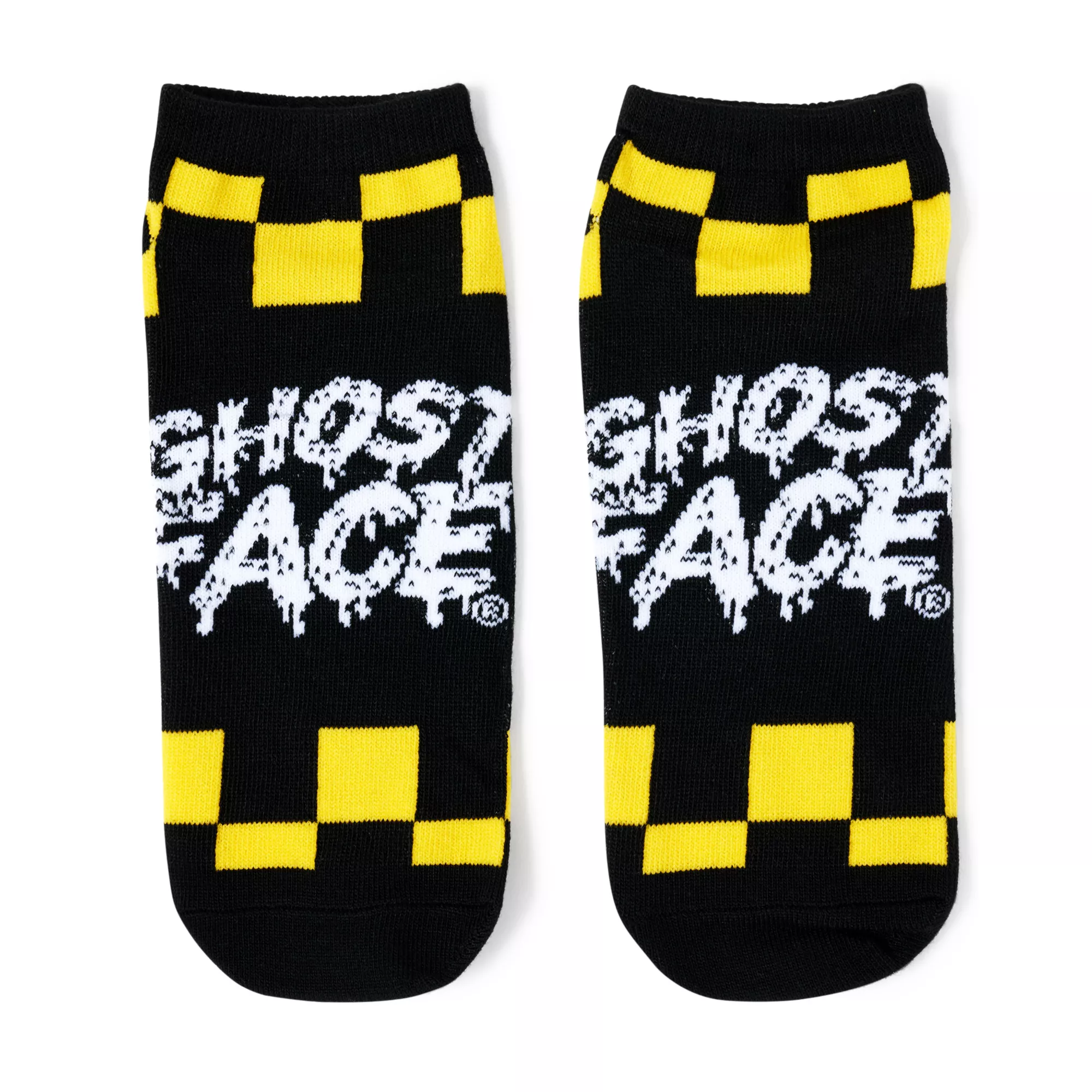 Multi-Pack Black and Yellow Ghost Face Ankle Socks - 5 Pair at Spencer's